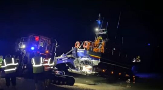 Illuminating flares help rescue person in the water