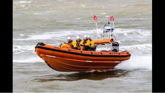 Flare helps RNLI spot person in the water